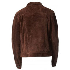 SUEDE DARK BROWN TRUCKER JACKET FOR MEN'S