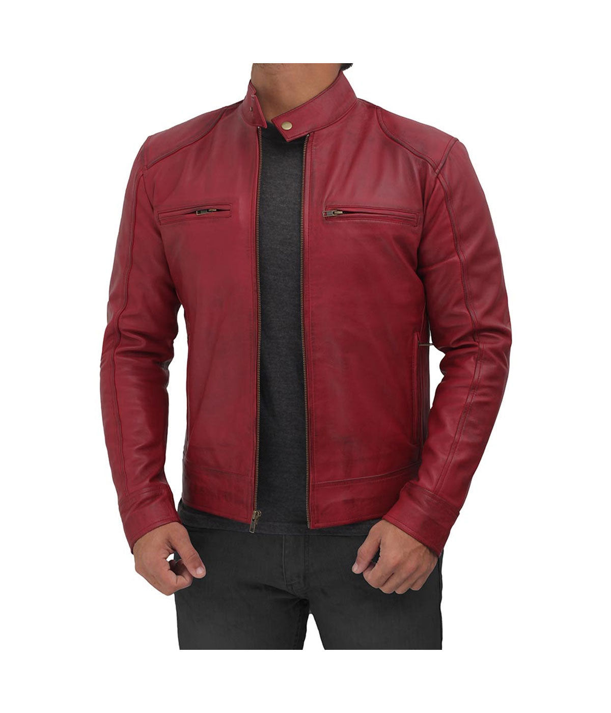 Men's Maroon Dodge Leather Jacket