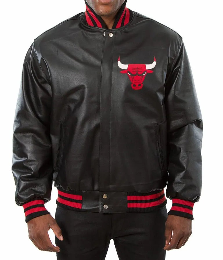 Chicago Bulls Black Varsity Leather Jacket