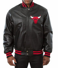 Chicago Bulls Black Varsity Leather Jacket