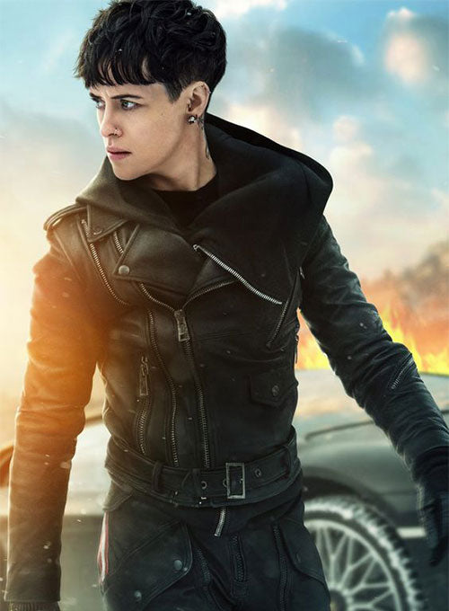 CLAIRE FOY THE GIRL IN THE SPIDER'S WEB LEATHER JACKET