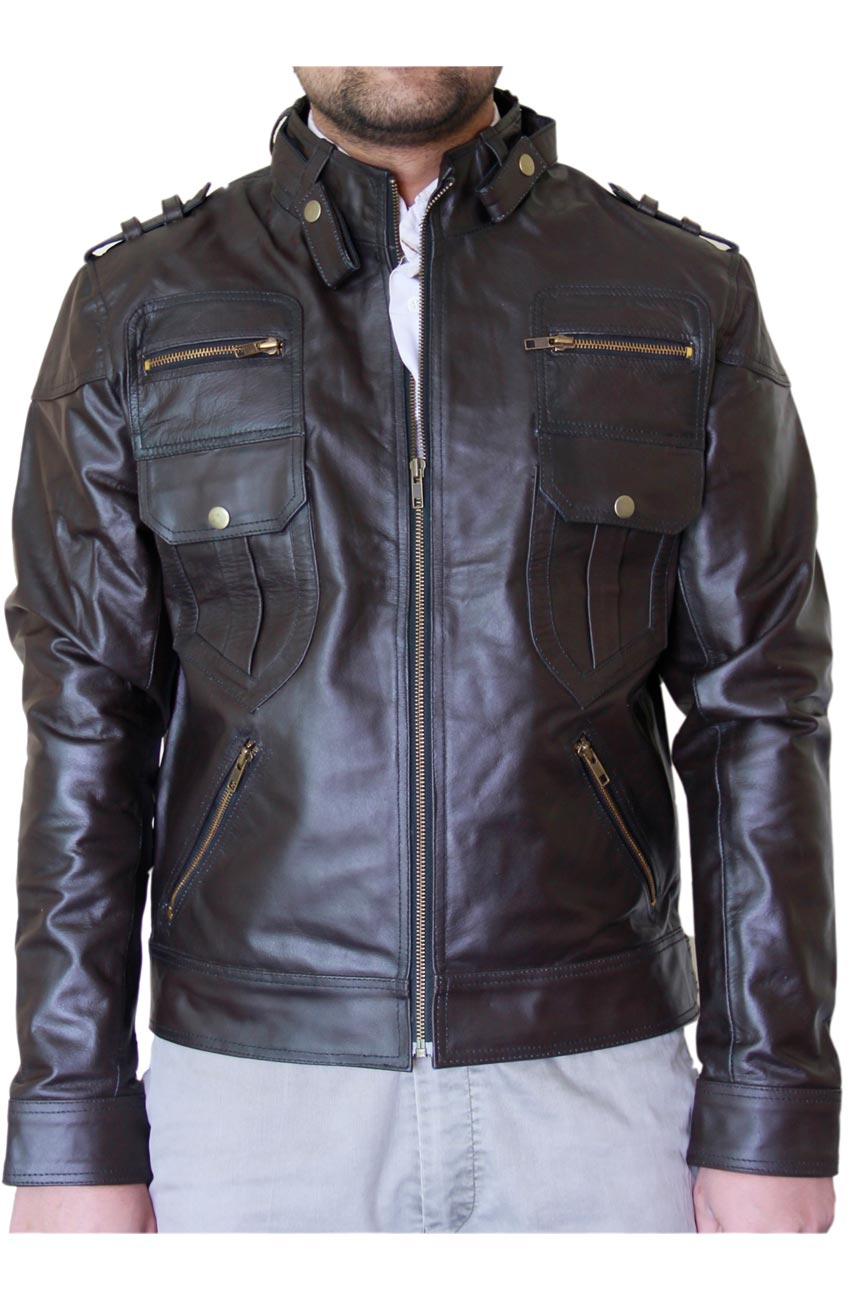 Dark Brown Biker Leather Jacket