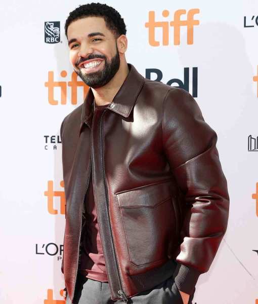 Drake Burgundy Bomber Leather Jacket