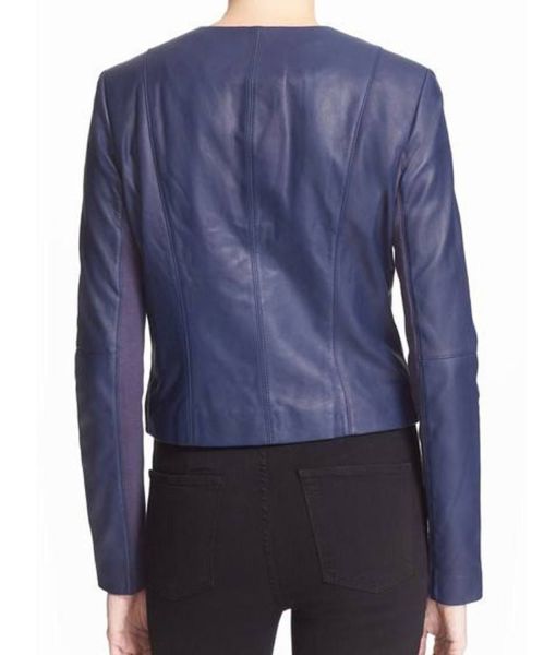 Arrow Emily Bett Rickards Blue Leather Jacket