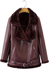 Burgundy Shearling Jackets Women