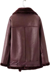 Burgundy Shearling Jackets Women