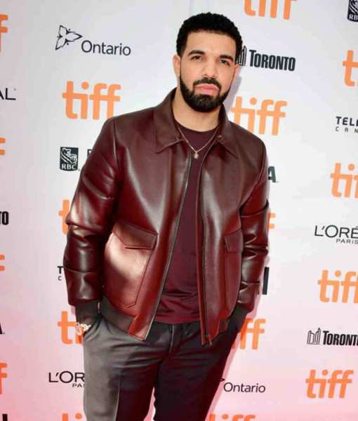 Drake Burgundy Bomber Leather Jacket