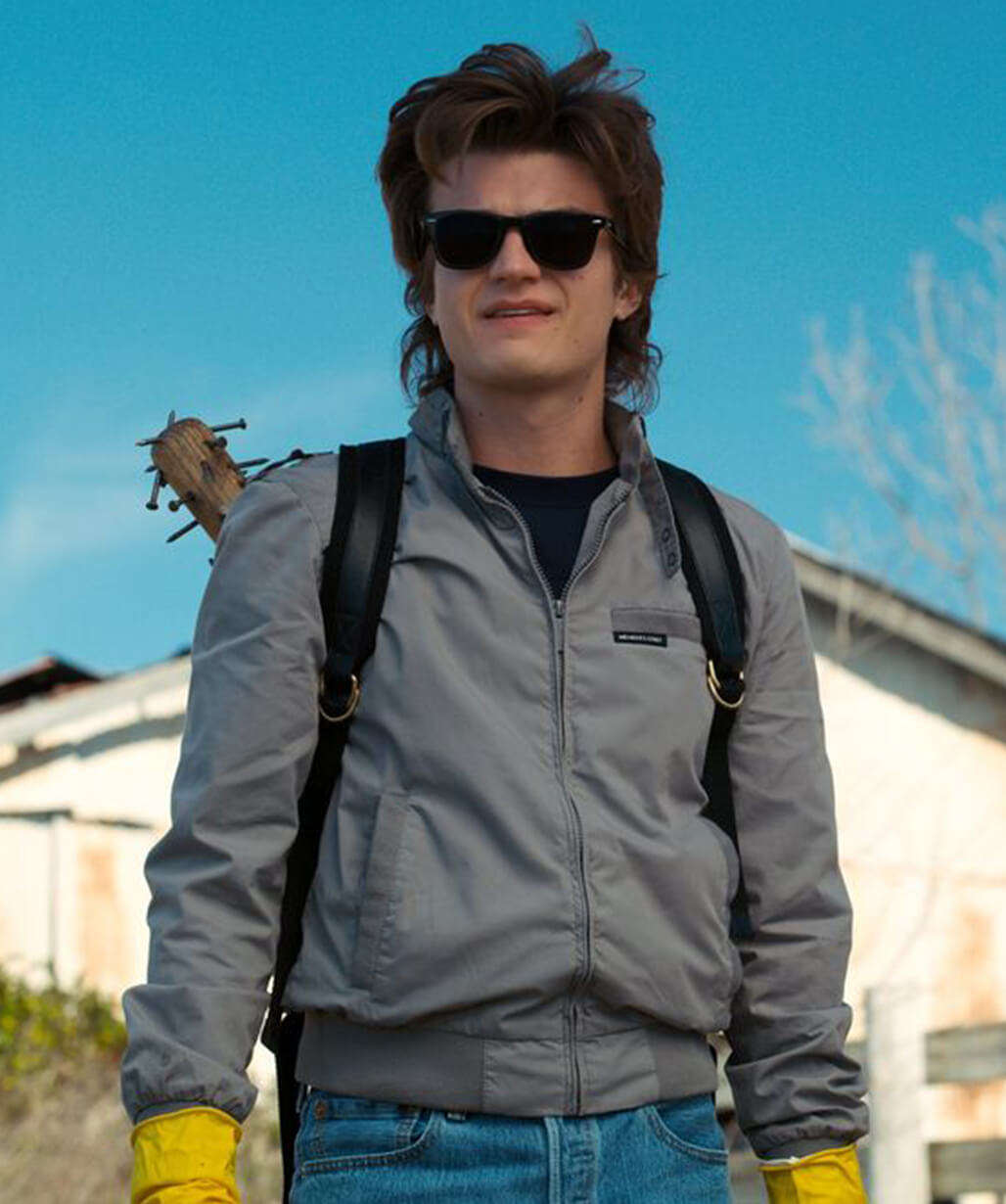 Stranger Things Steve Harrington Grey Bomber Jacket