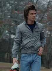 Stranger Things Steve Harrington Grey Bomber Jacket