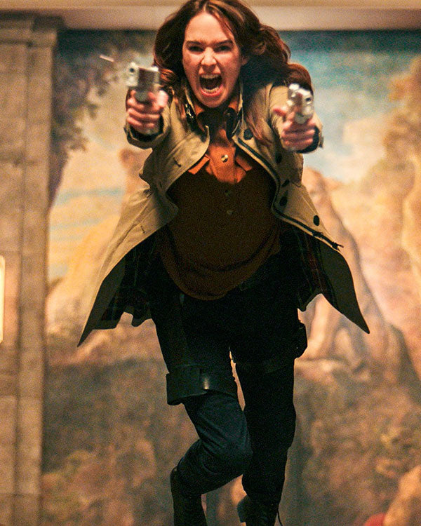 Gunpowder Milkshake Lena Headey Brown Trench Coat