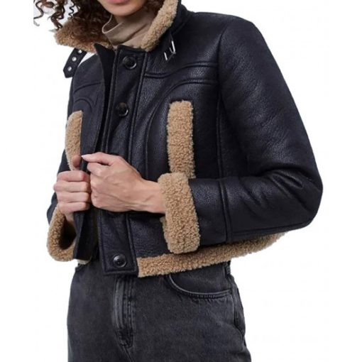 Kelly Brook Shearling Leather Jacket