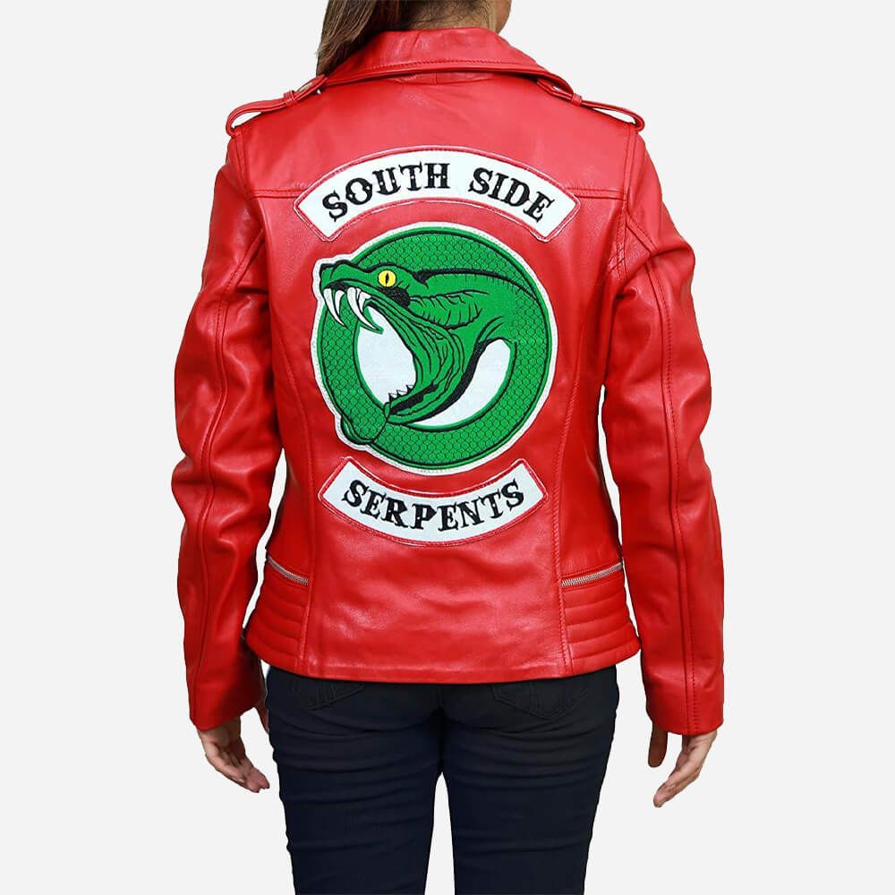 Serpents Red Women Leather Jacket