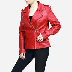 Serpents Red Women Leather Jacket