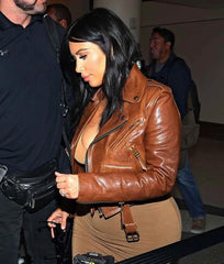 Kim Kardashian Brown Leather Jacket
