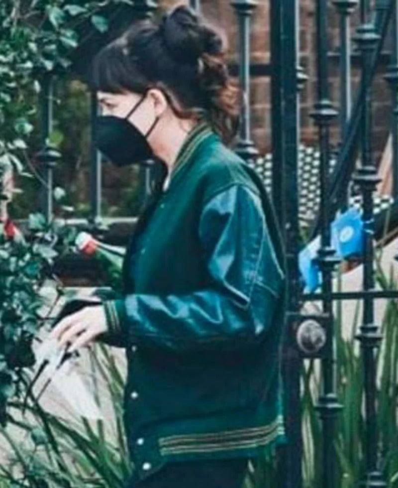 Am I Ok? Dakota Johnson Varsity Green Jacket