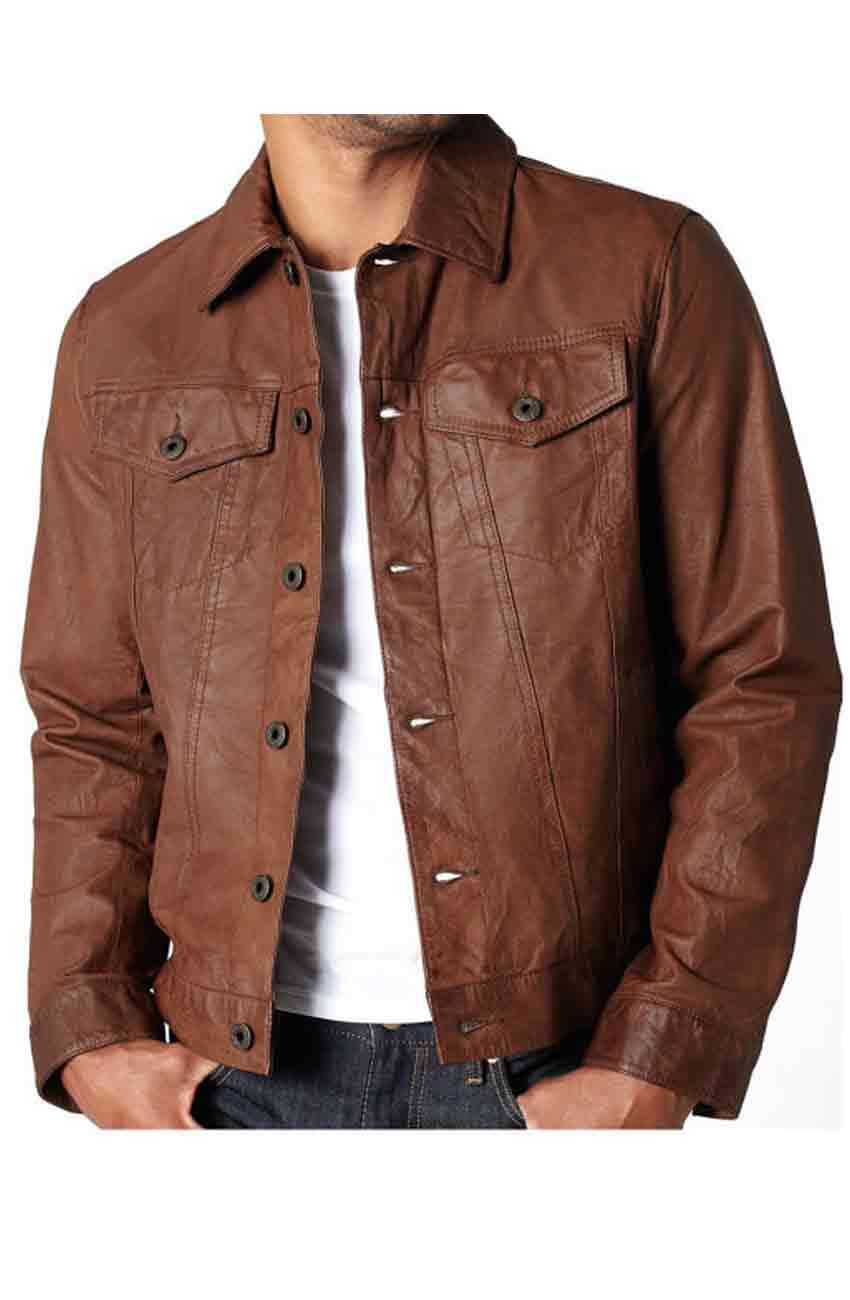 Men Brown Vintage Leather Jacket