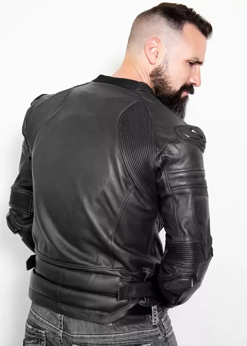 Men's Armor Black Motorcycle Leather Jacket