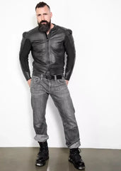 Men's Armor Black Motorcycle Leather Jacket