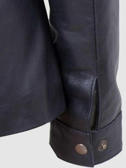 Women's Collarless Style Leather Jacket