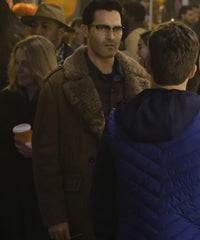 SUPERMAN AND LOIS TYLER HOECHLIN SHEARLING COAT