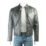 Men's Black Racer Style Leather Jacket