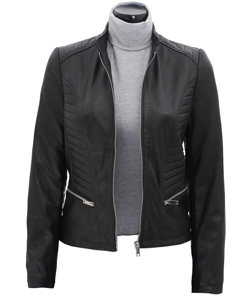 Women's Quilted Leather Jacket