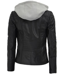 Women's Hooded Biker Leather Jacket