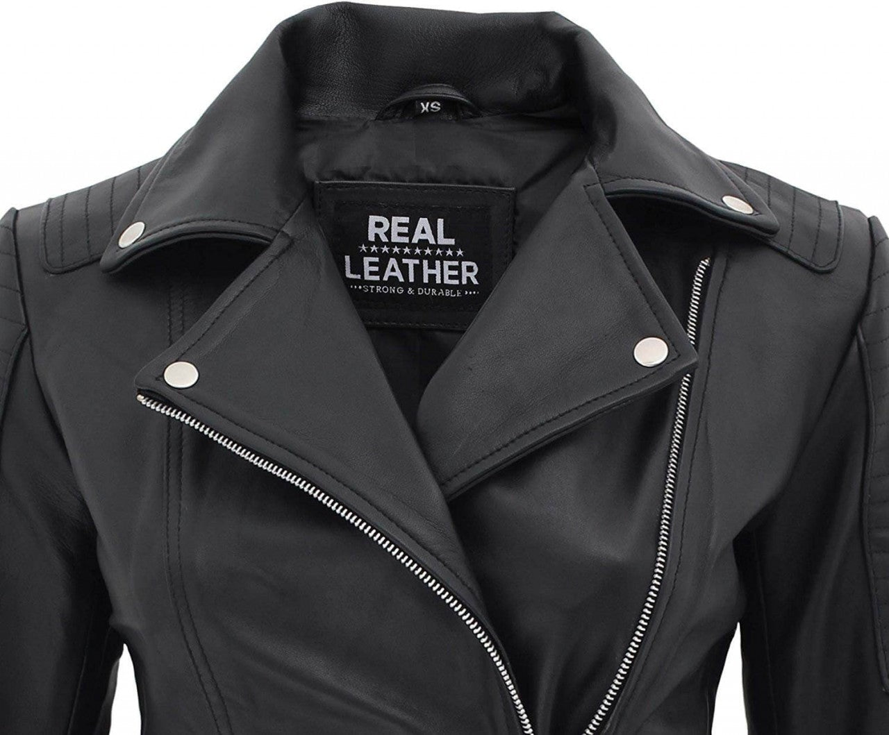 Women's Asymmetrical Quilted Biker Leather Jacket