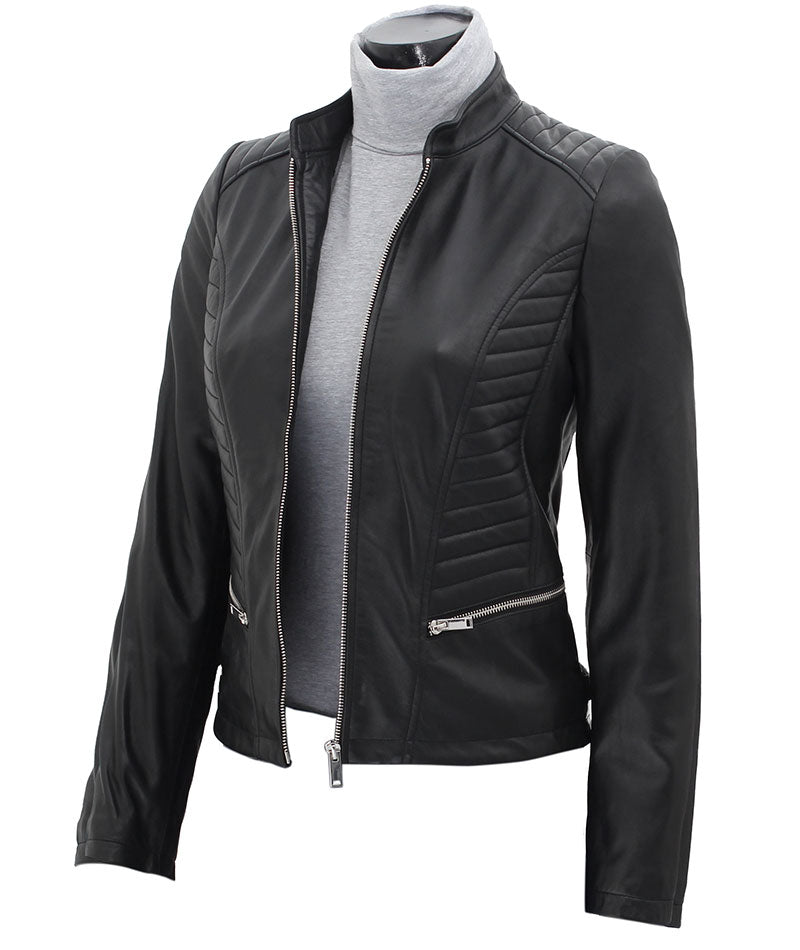 Women's Quilted Leather Jacket